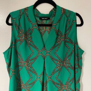Green Gold Chain Print Blouse